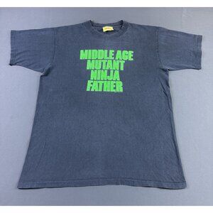 Rare Vintage 90s Middle Age Mutant Ninja Father Turtles Movie Parody Black XL T